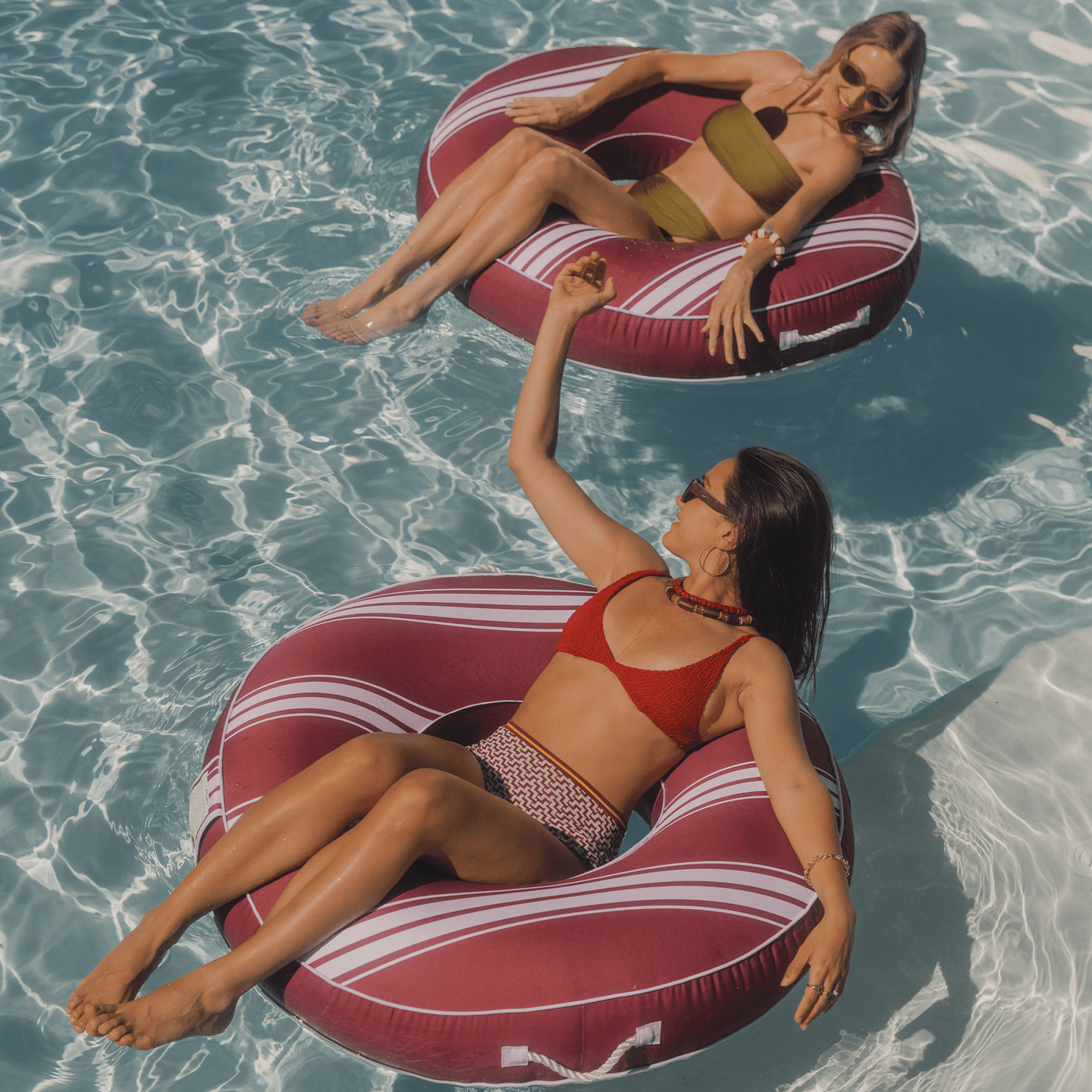 Red Striped Fabric Covered Tube Float