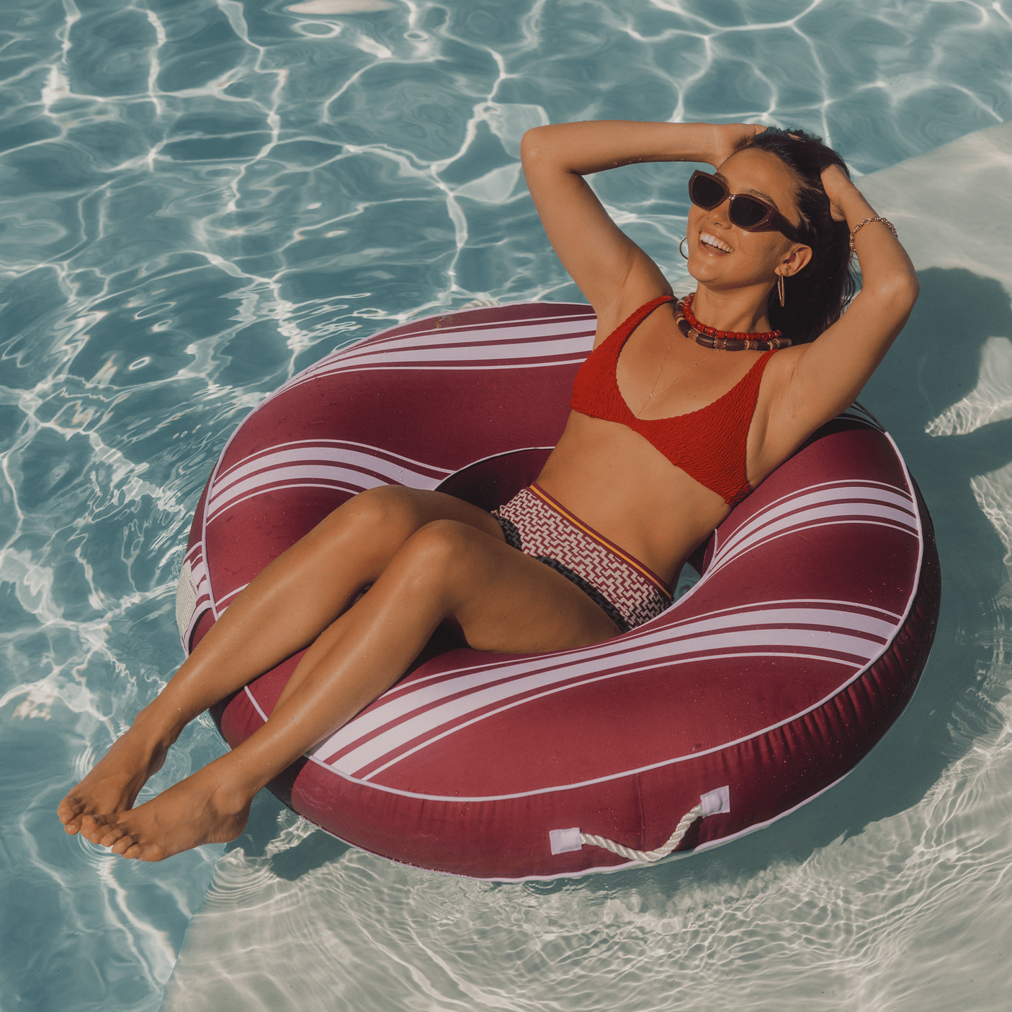 Red Striped Fabric Covered Tube Float